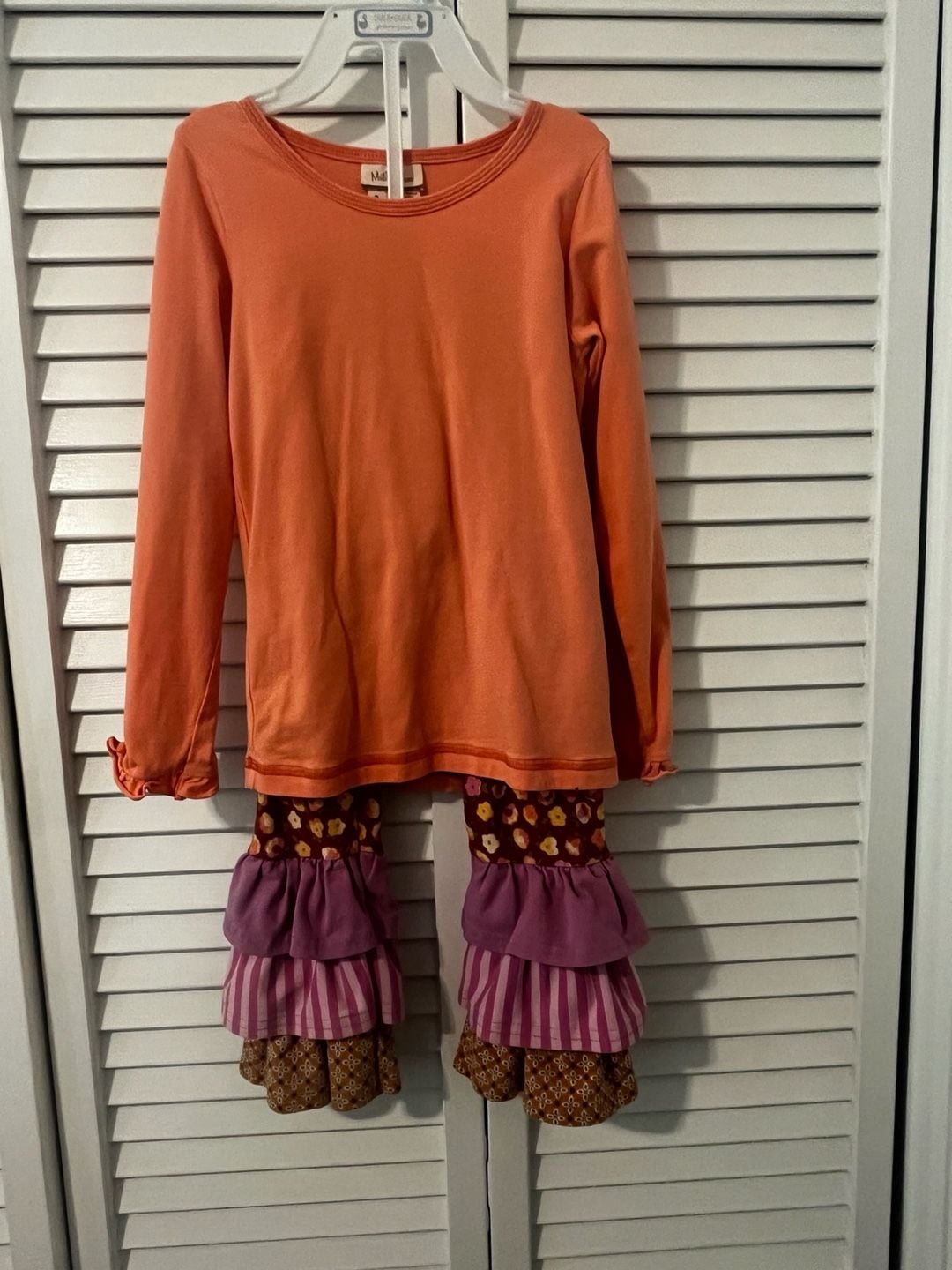 Matilda Jane Tunic and Leggings Set Size 4 Orange Multi Ruffle 3