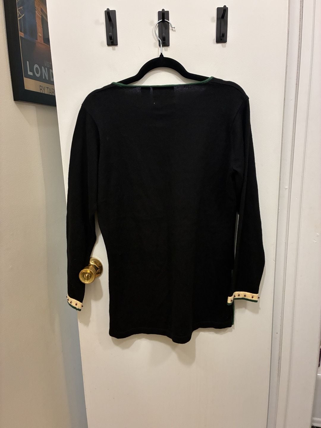 Storybook Knits Sunflower Sweater Size S Black Sequin Beaded Deadstock NWT 5