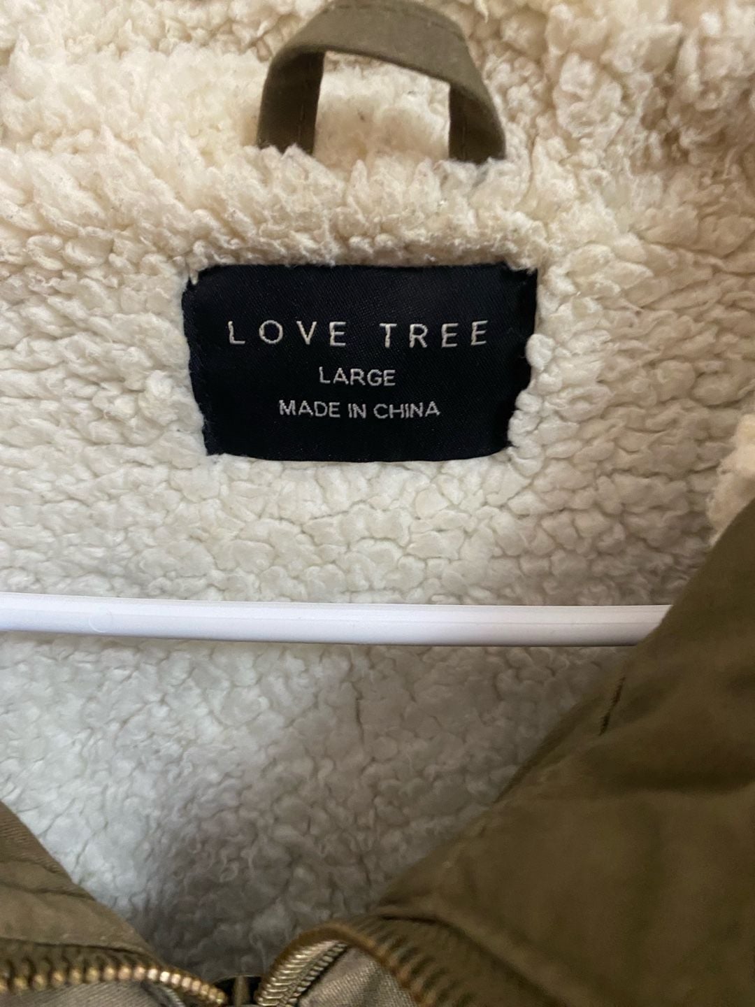 Love Tree Sherpa Lined Parka Jacket Size Large Olive Green 3