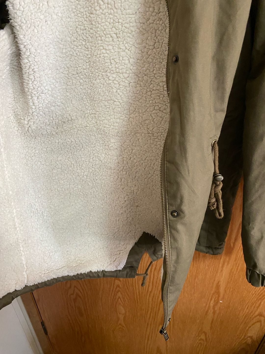 Love Tree Sherpa Lined Parka Jacket Size Large Olive Green 6
