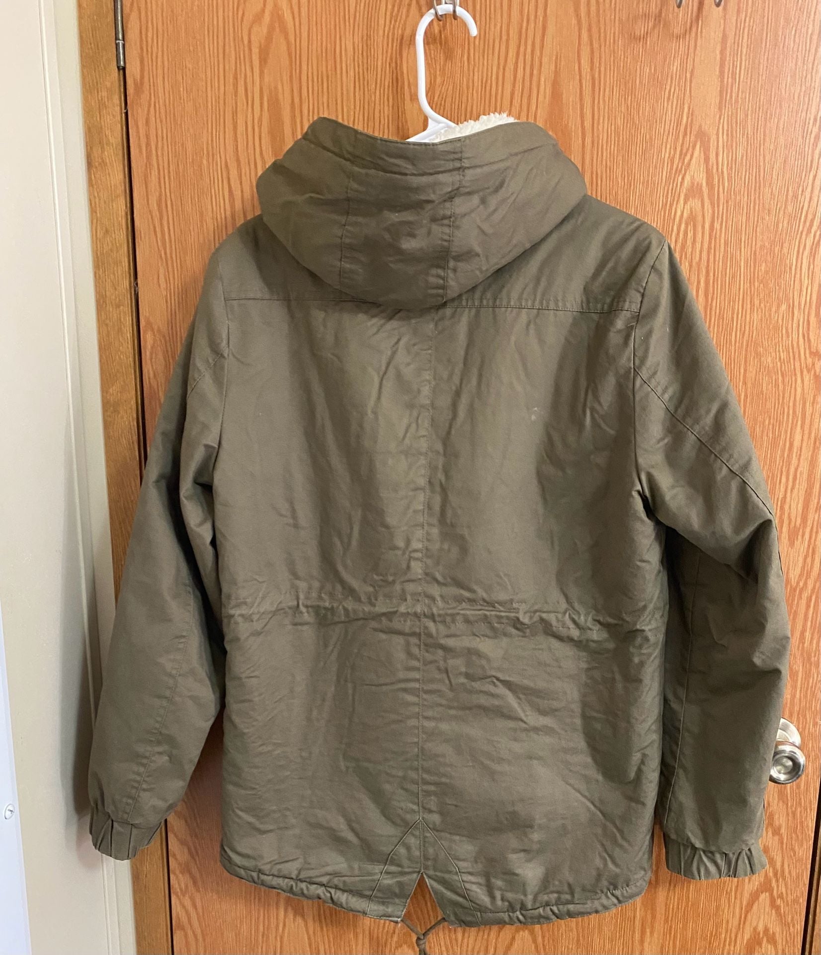 Love Tree Sherpa Lined Parka Jacket Size Large Olive Green 7