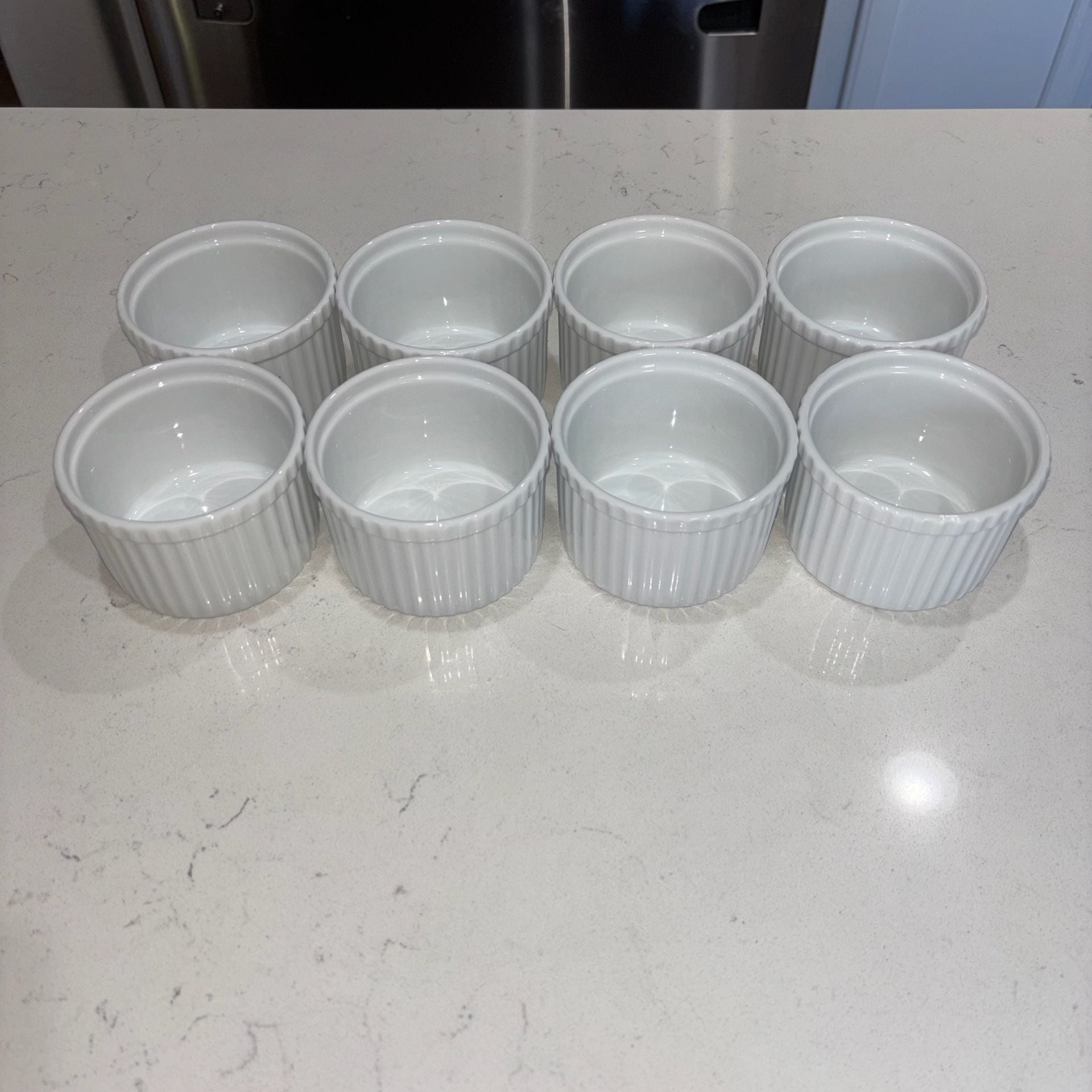Crate And Barrel White Porcelain Ramekins 10oz Set Of 8 1