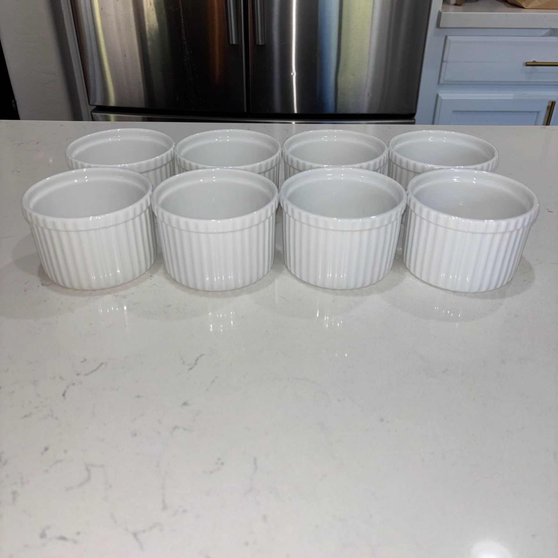 Crate And Barrel White Porcelain Ramekins 10oz Set Of 8 2
