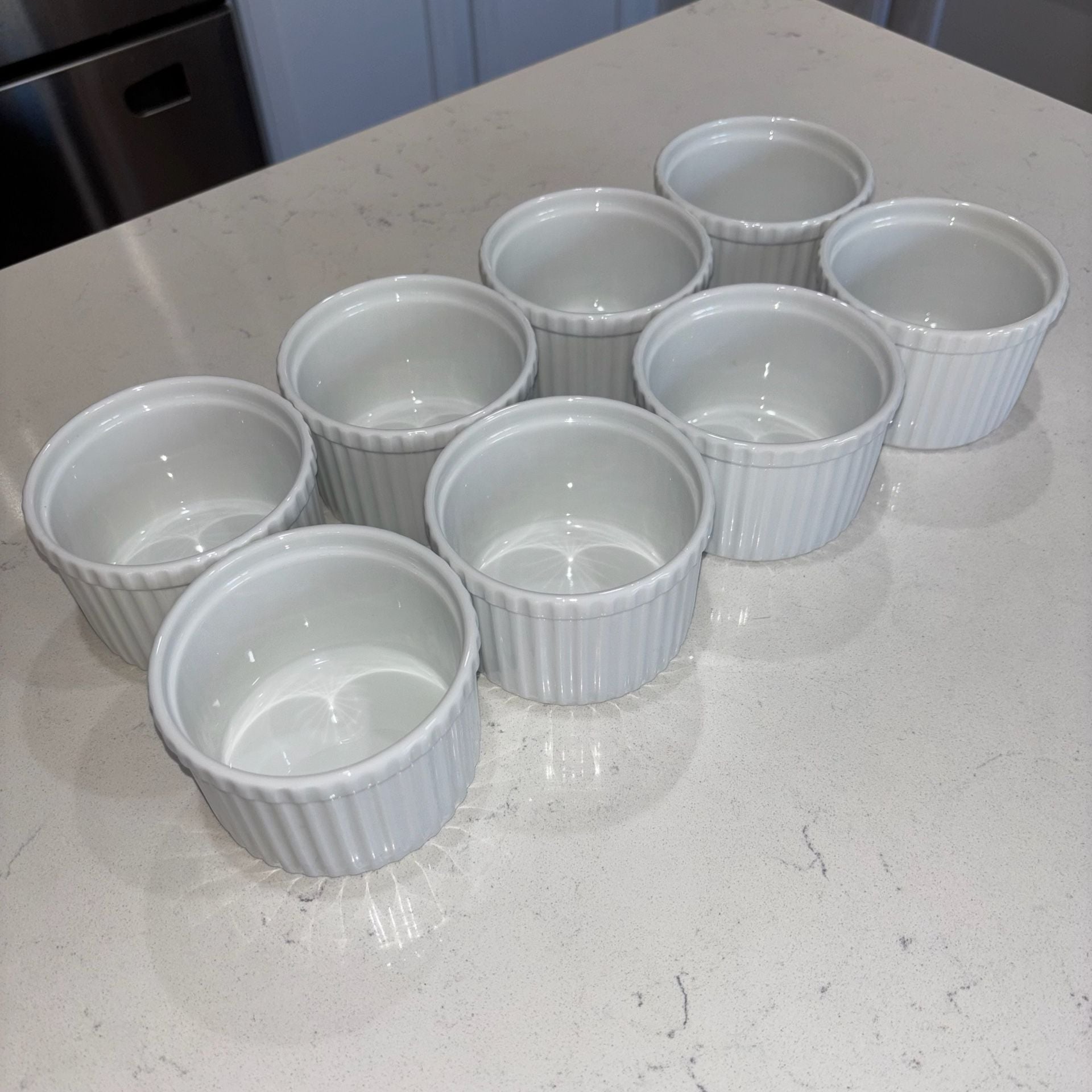 Crate And Barrel White Porcelain Ramekins 10oz Set Of 8 3