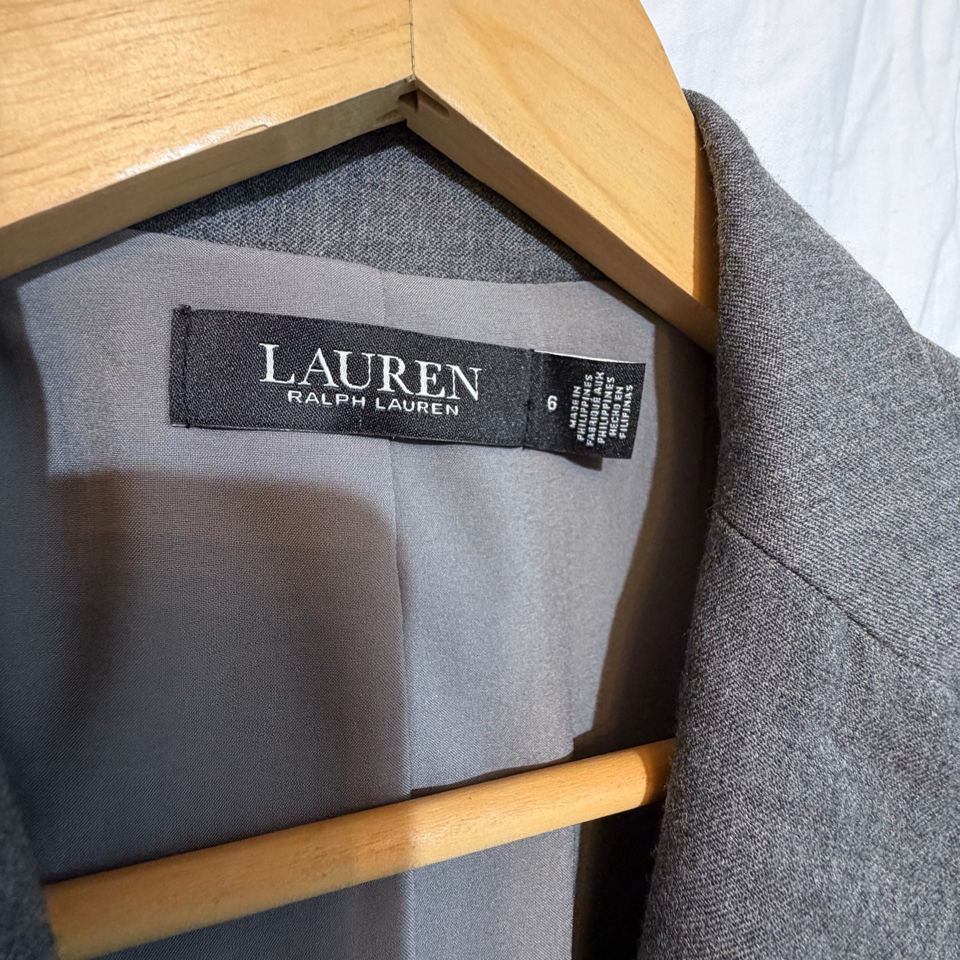 Lauren Ralph Lauren Blazer Size 6 Gray Single Button Suit Jacket 4
