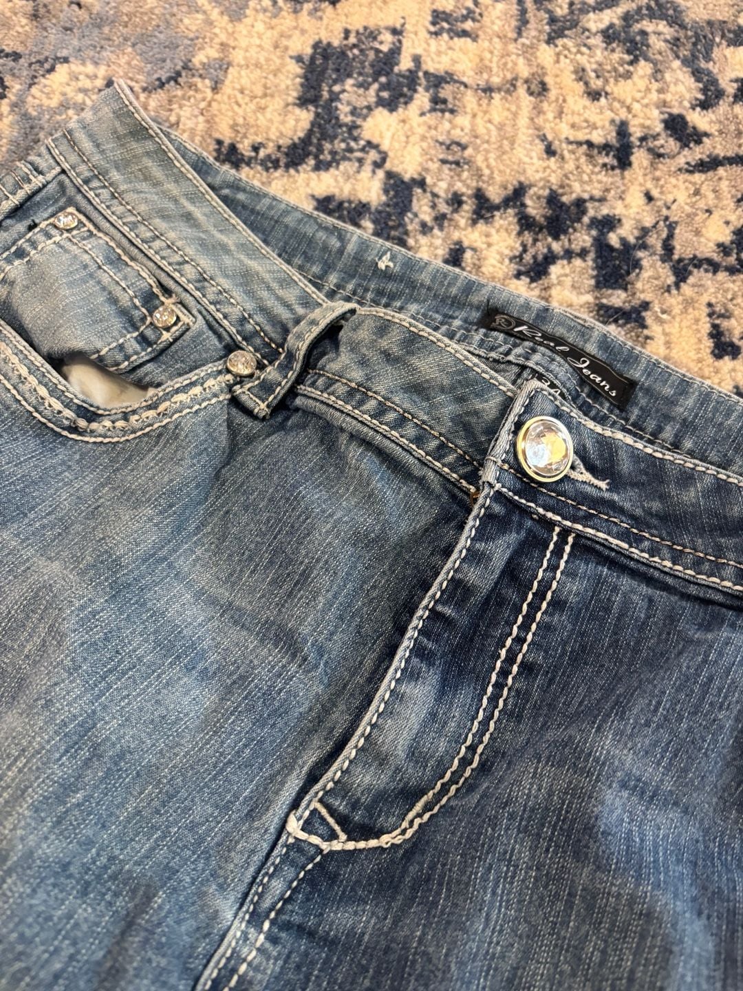 Real Jeans Embroidered Cross Bootcut Jeans Size 34x32 4