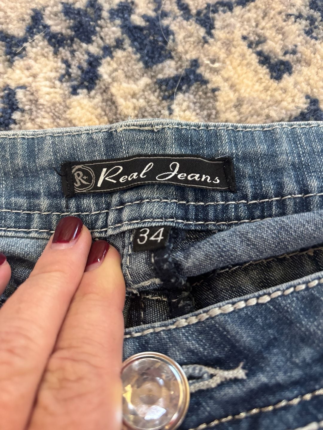 Real Jeans Embroidered Cross Bootcut Jeans Size 34x32 5