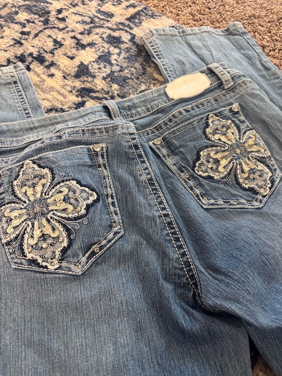 Real Jeans Embroidered Cross Bootcut Jeans Size 34x32 7