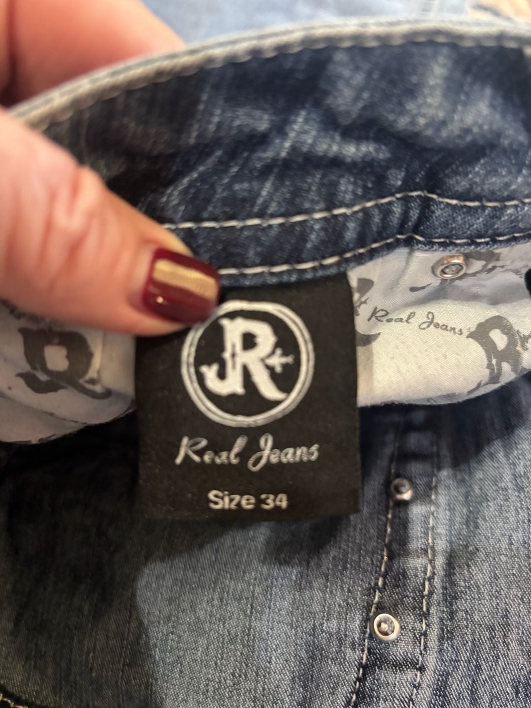 Real Jeans Embroidered Cross Bootcut Jeans Size 34x32 9