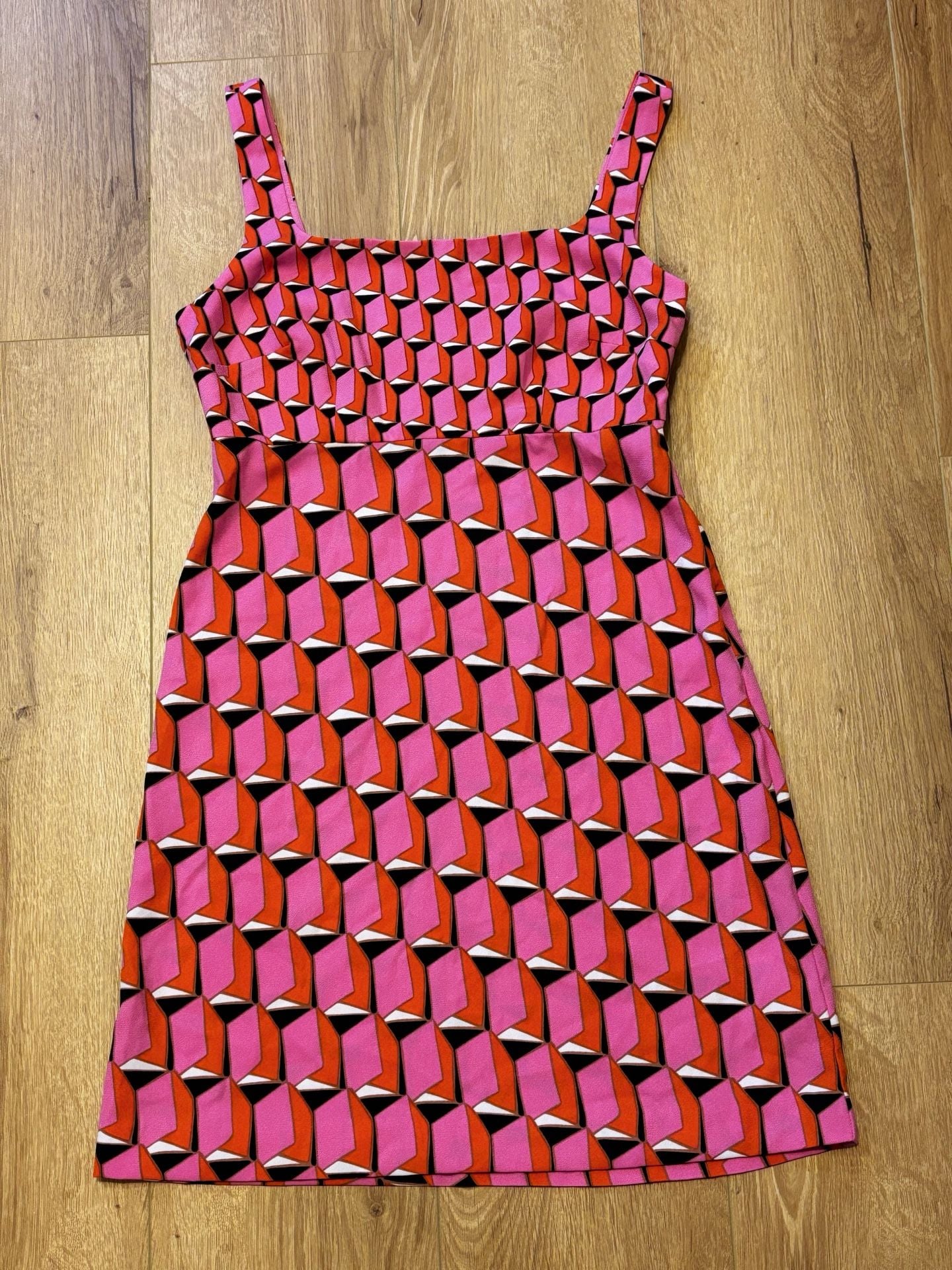 Diane Von Furstenberg x Target 90s Shift Mini Dress Size 2 Pink Geo 2