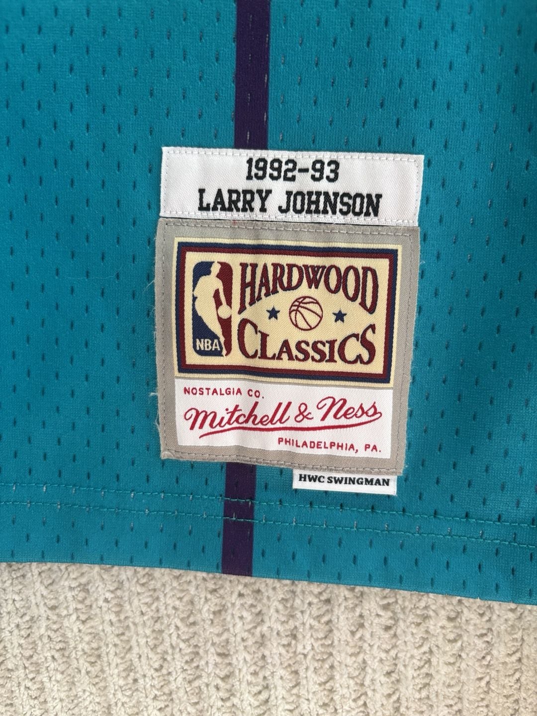 Mitchell & Ness Larry Johnson Charlotte Hornets 1992-93 Jersey Size L 5