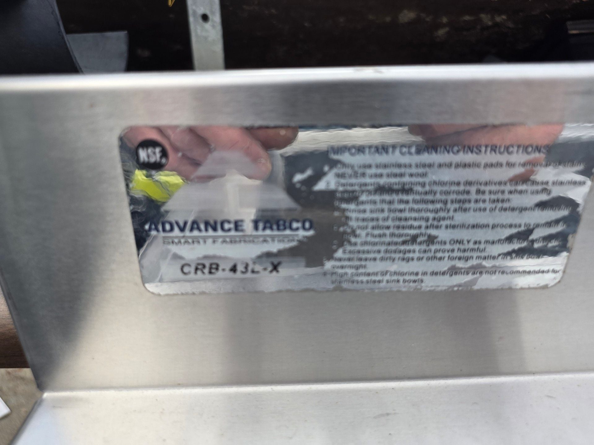 Advance Tabco CRB-43L-X Three Compartment Sink with Drainboard 3