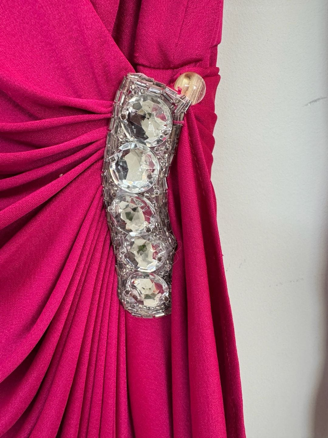 Vintage Tadashi Neiman Marcus Dress Size 12 Fuchsia Rhinestone Accent 4