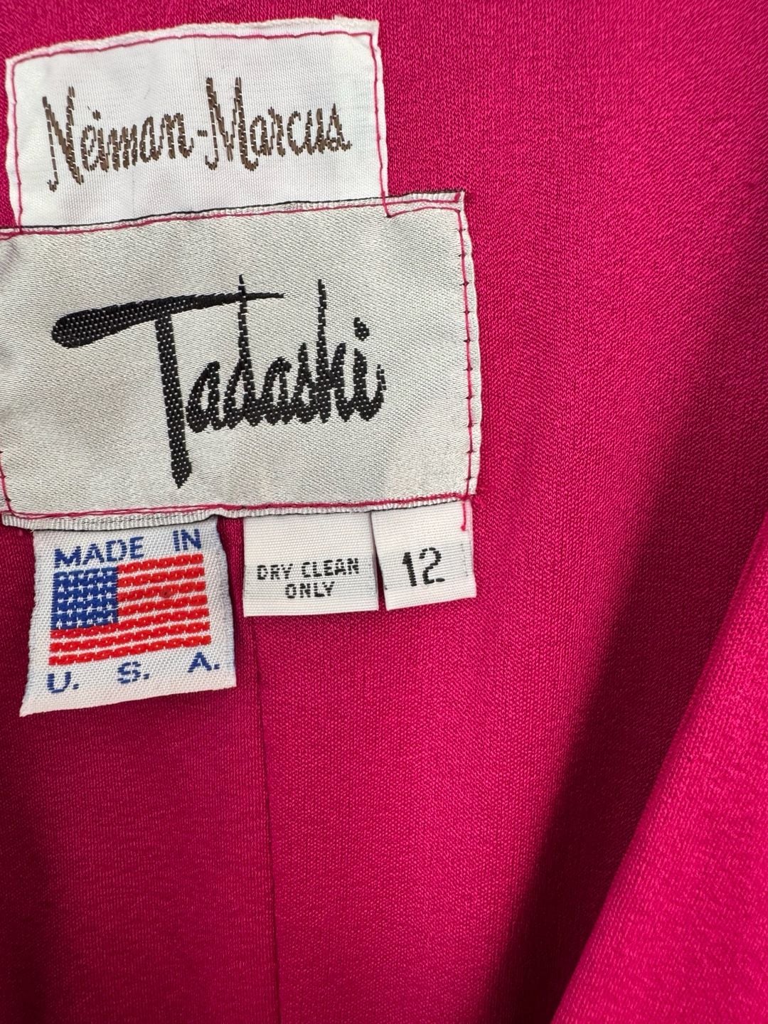 Vintage Tadashi Neiman Marcus Dress Size 12 Fuchsia Rhinestone Accent 5