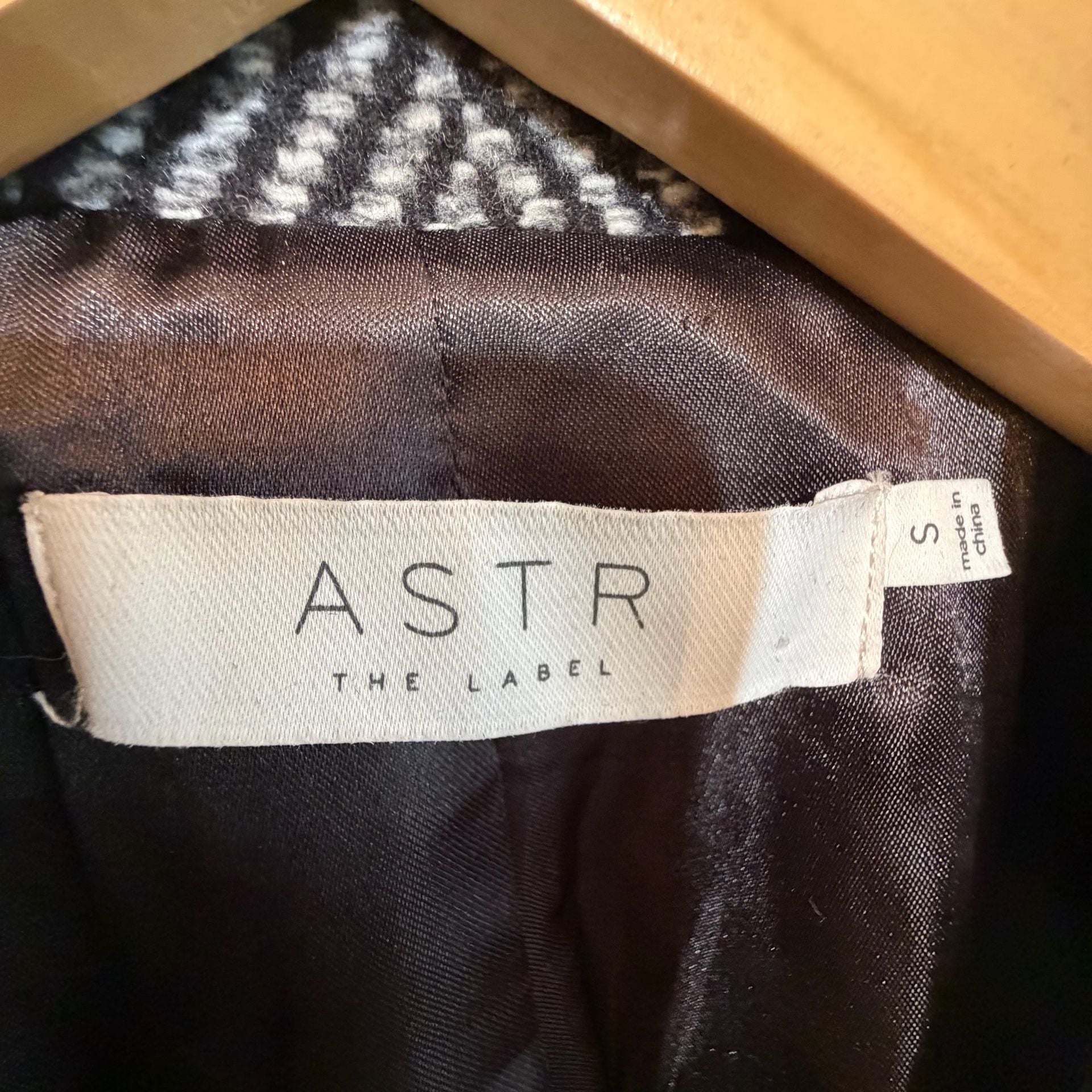 Astr The Label Herringbone Blazer Size S Black White Oversized Tweed Jacket 4