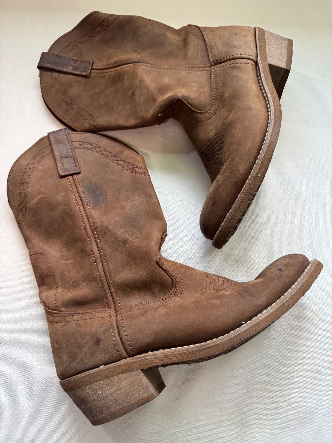 Masterson Leather Cowboy Boots Distressed Western Ranch Men’s 7.5 EW 2