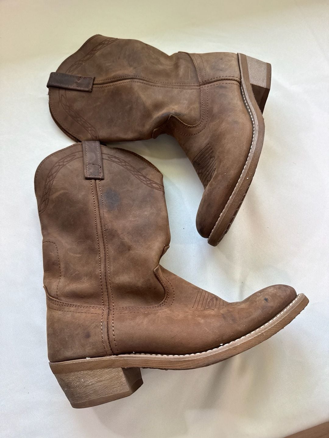 Masterson Leather Cowboy Boots Distressed Western Ranch Men’s 7.5 EW 3