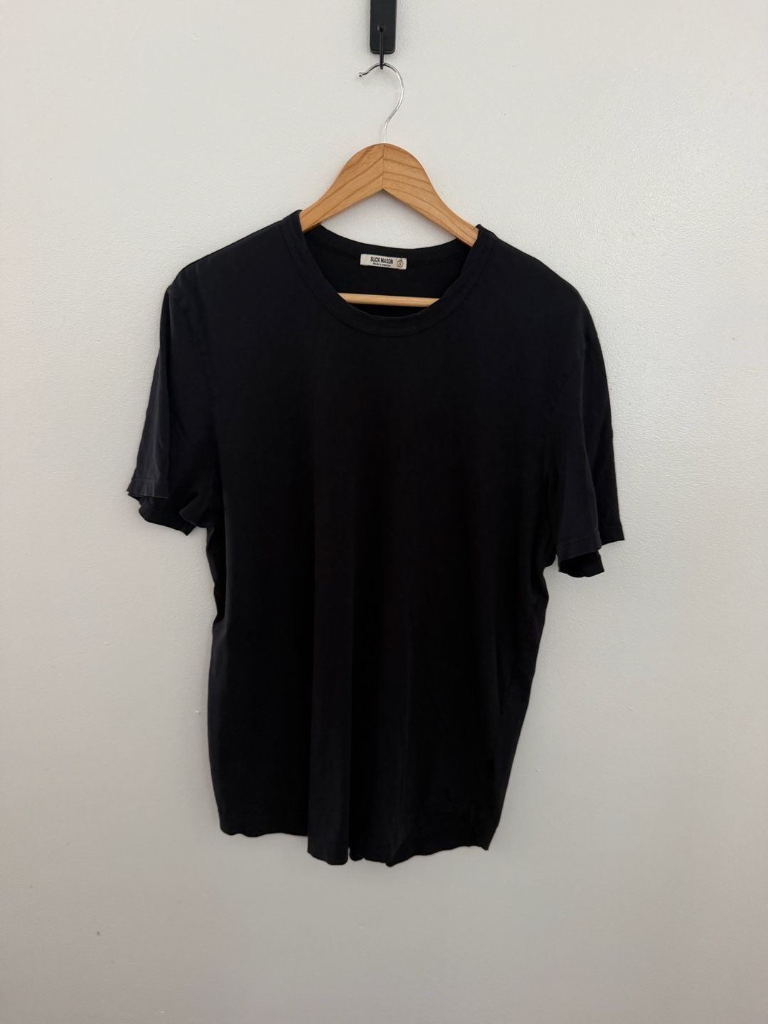 Buck Mason Crew Neck T-Shirt Size L Black Cotton 2