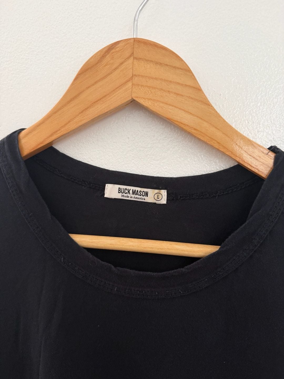 Buck Mason Crew Neck T-Shirt Size L Black Cotton 3