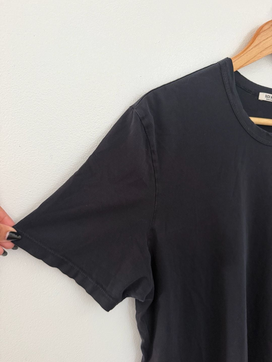 Buck Mason Crew Neck T-Shirt Size L Black Cotton 4