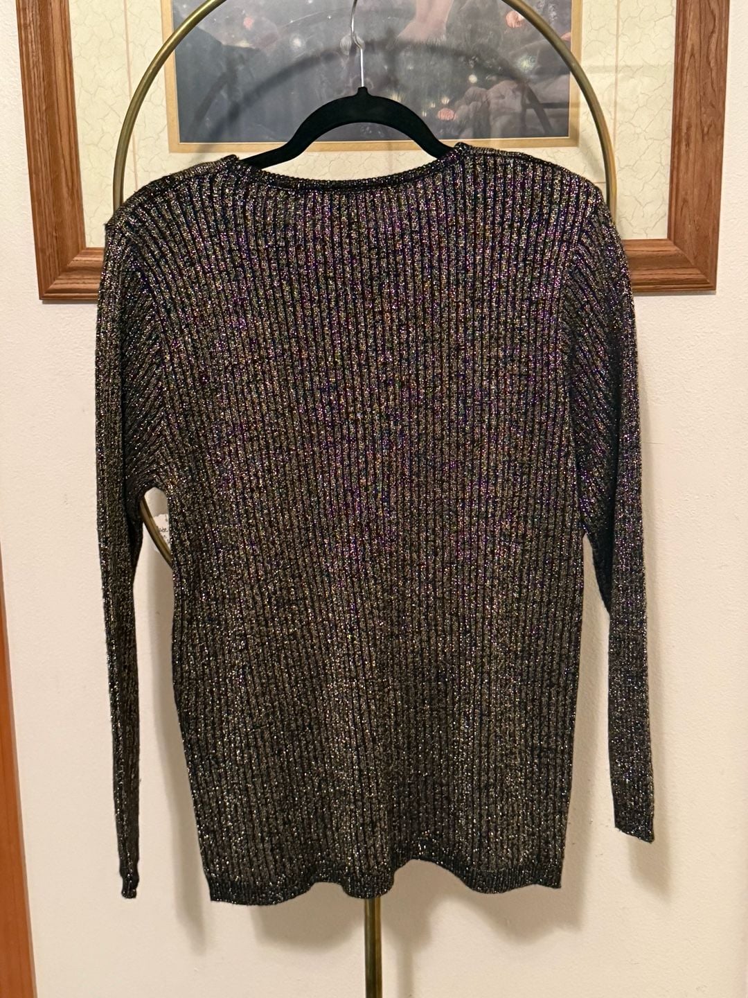 Norton McNaughton Metallic Sweater Size M Black Gold Lurex 3