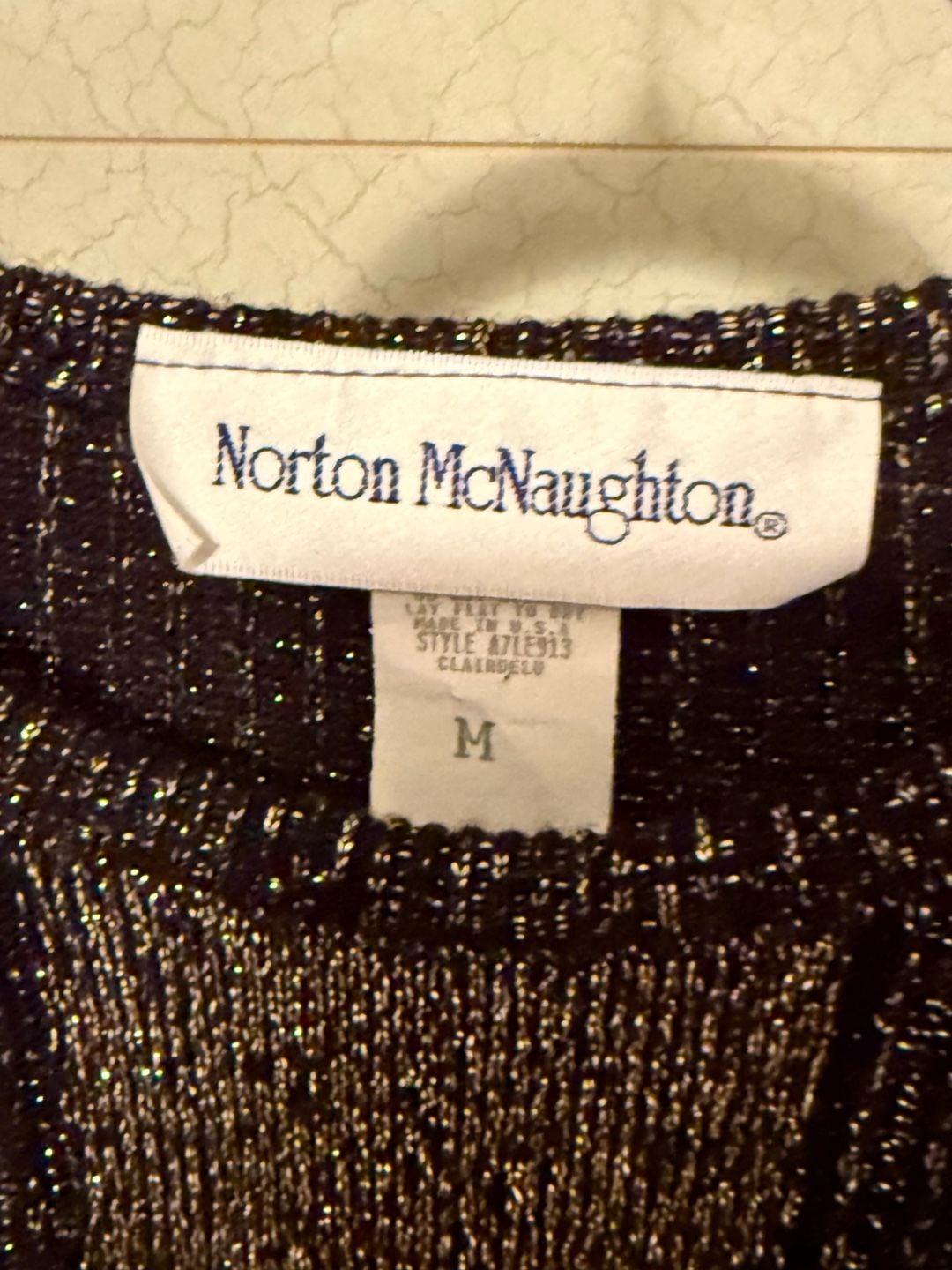 Norton McNaughton Metallic Sweater Size M Black Gold Lurex 4