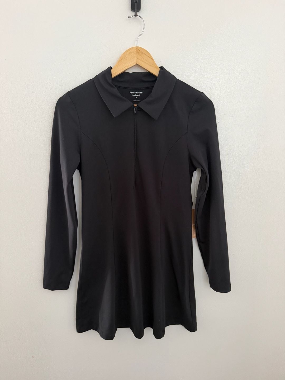 NWT Reformation Desirae EcoStretch Dress Size M Black 5