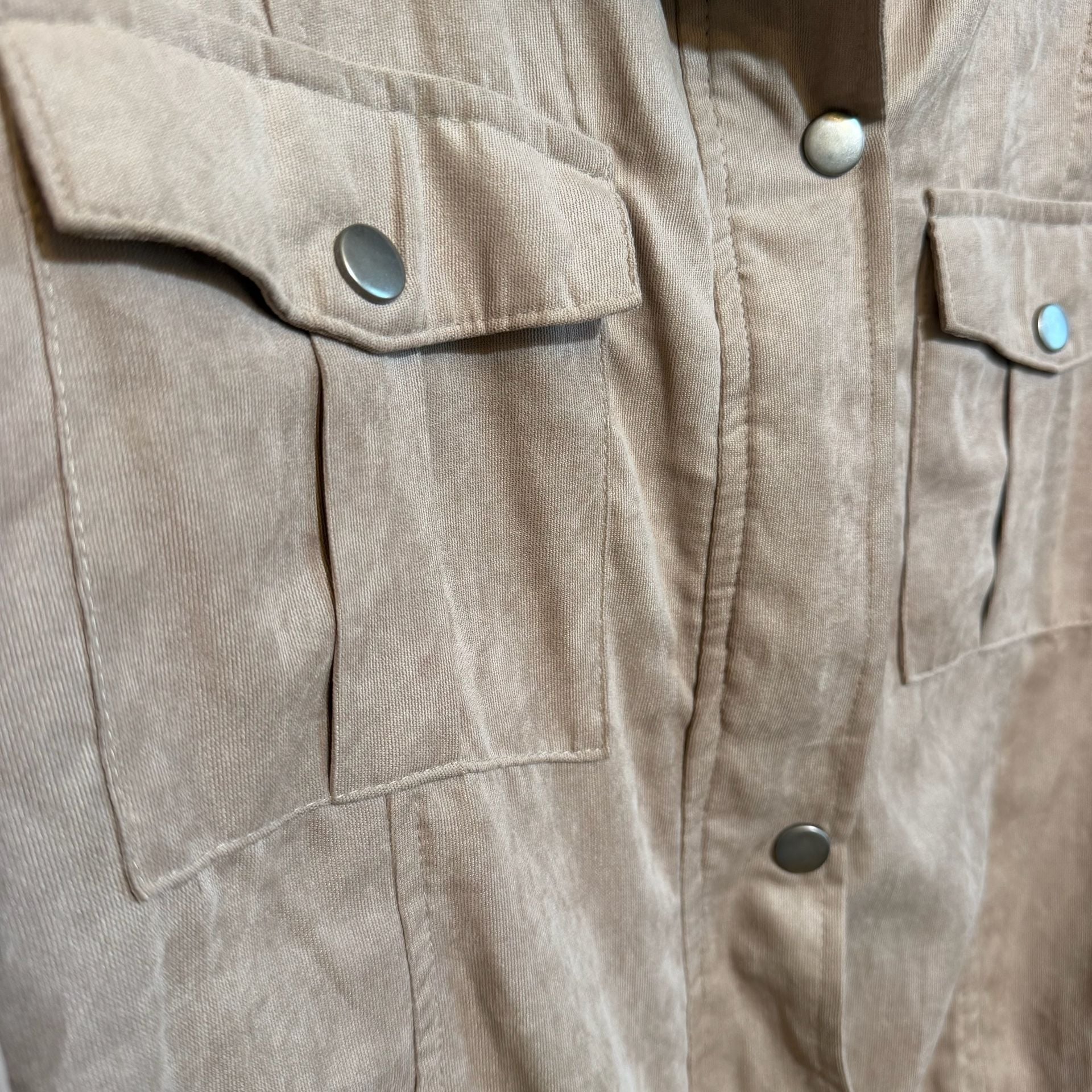 Becool Utility Jacket Size M Brown Faux Suede Drawstring Lightweight 3
