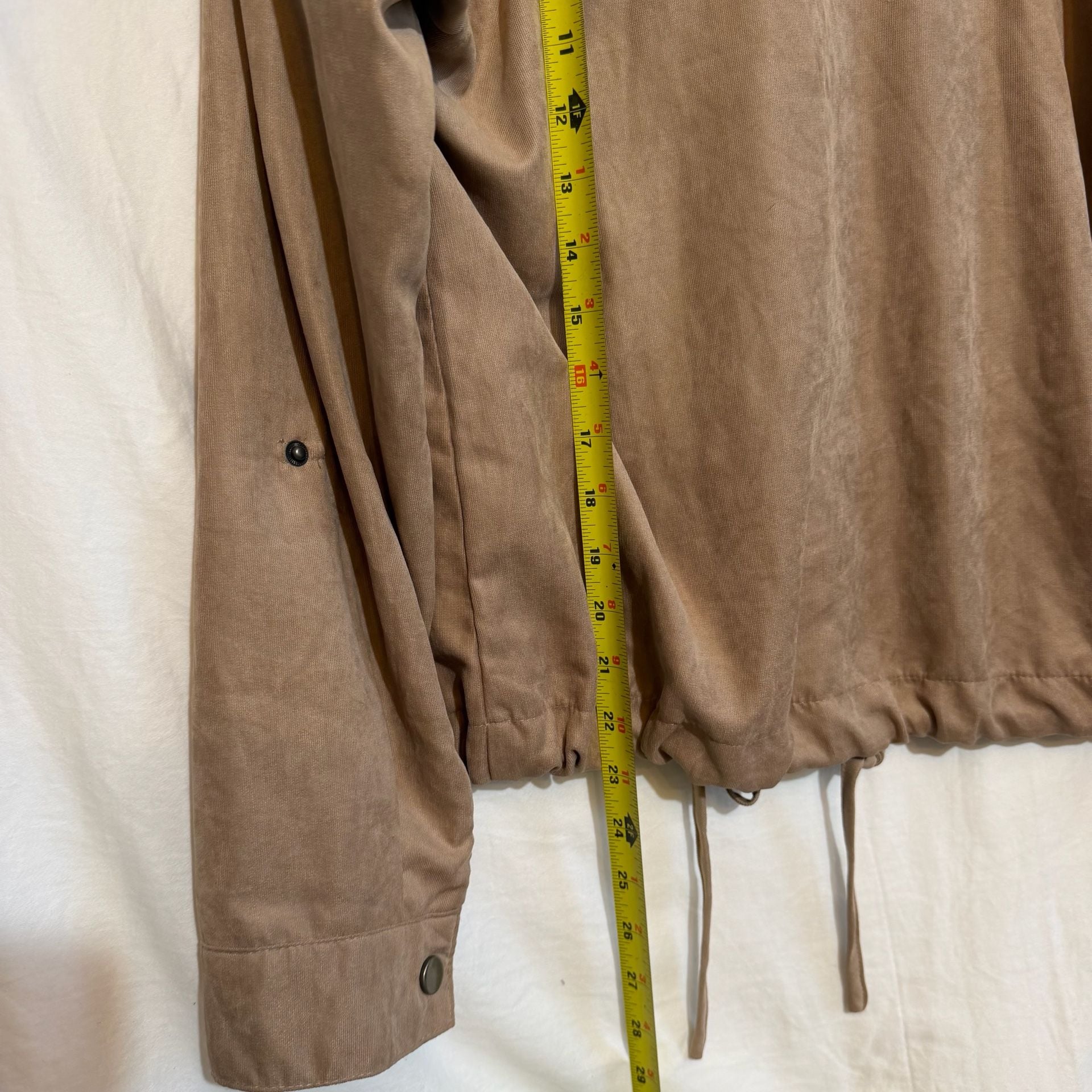 Becool Utility Jacket Size M Brown Faux Suede Drawstring Lightweight 7