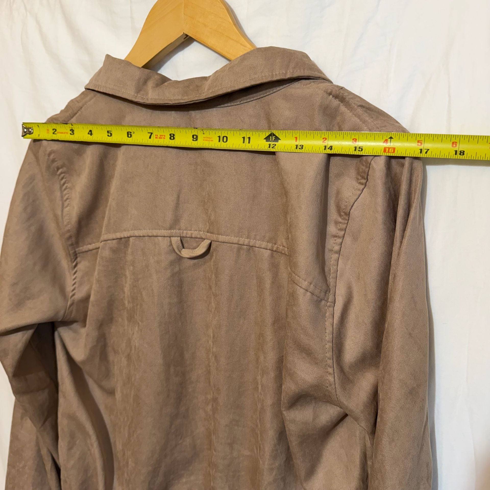 Becool Utility Jacket Size M Brown Faux Suede Drawstring Lightweight 8