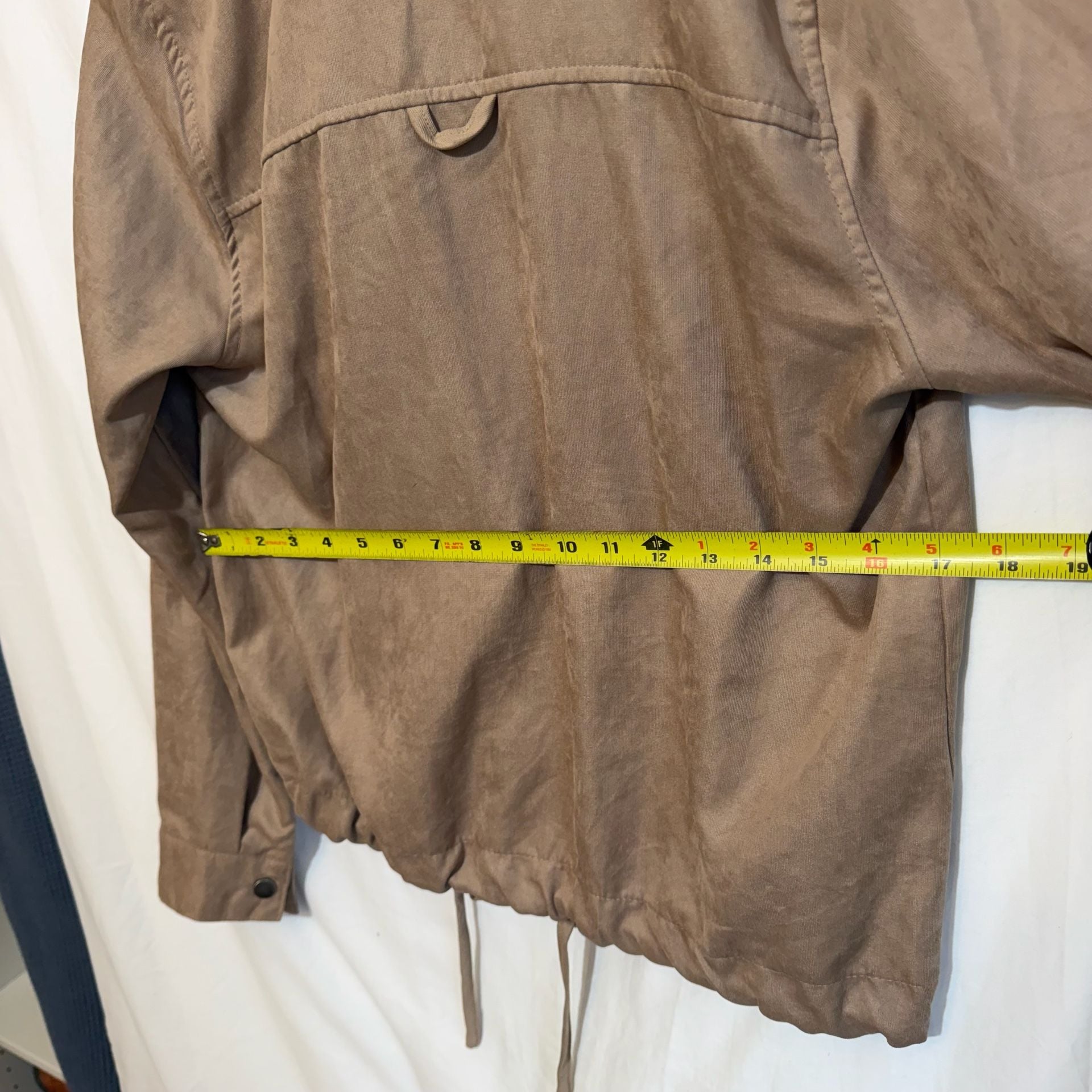 Becool Utility Jacket Size M Brown Faux Suede Drawstring Lightweight 9