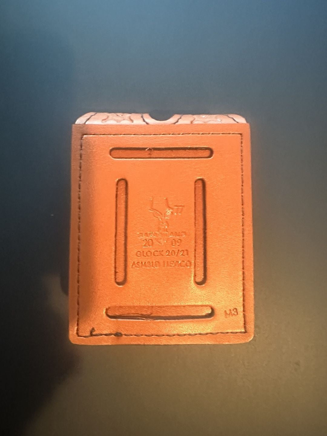 Safariland 77 Double Magazine Pouch Glock 20/21 Tan Basketweave Leather 5