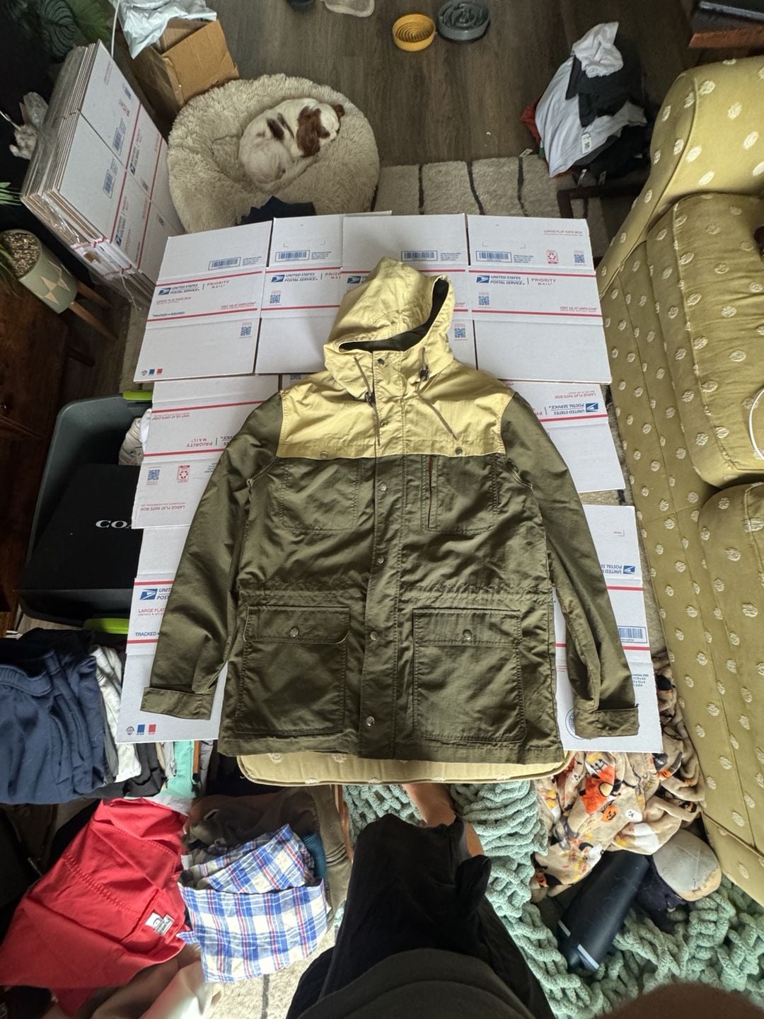 St. John's Bay Jacket Size L Green Anorak Hooded Full Zip 2