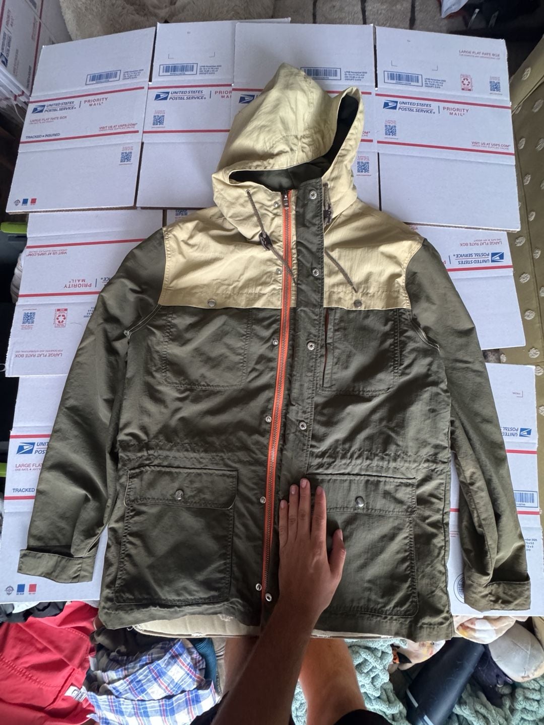 St. John's Bay Jacket Size L Green Anorak Hooded Full Zip 3