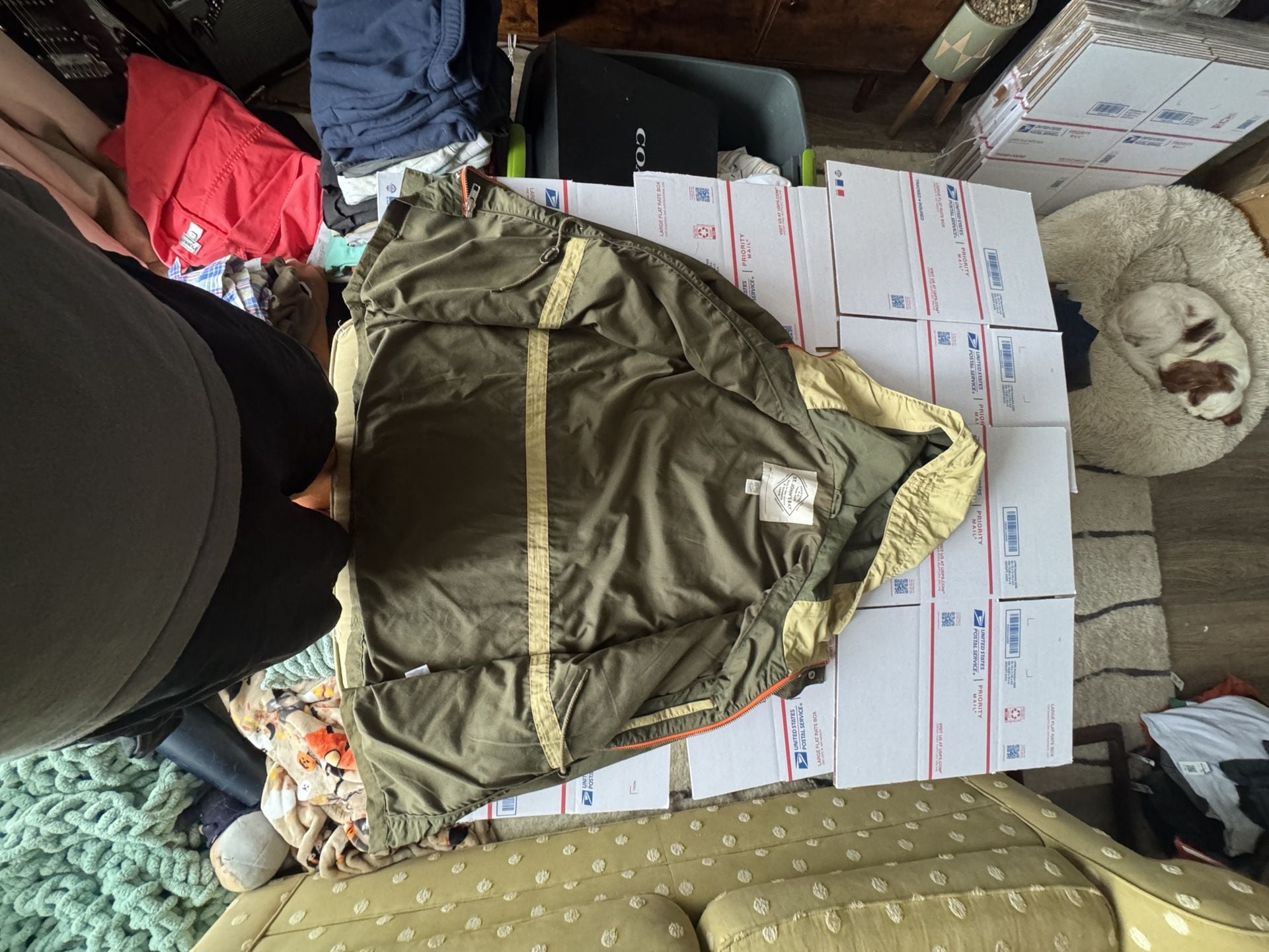 St. John's Bay Jacket Size L Green Anorak Hooded Full Zip 4