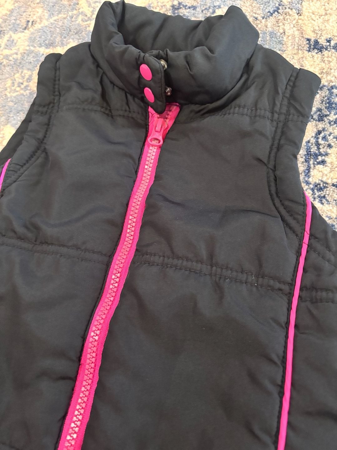 lei Puffer Vest Size M 7/8 Black Pink Full Zip Puffer Outerwear 4
