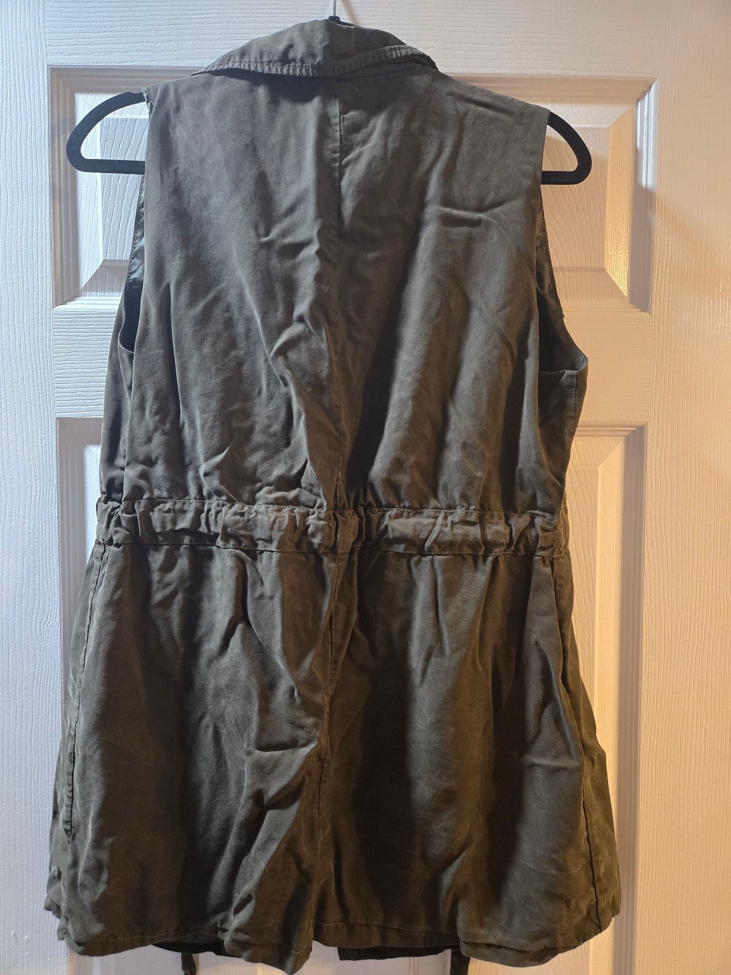 Velvet Heart Trench Vest Size L Green Sleeveless Jacket 5