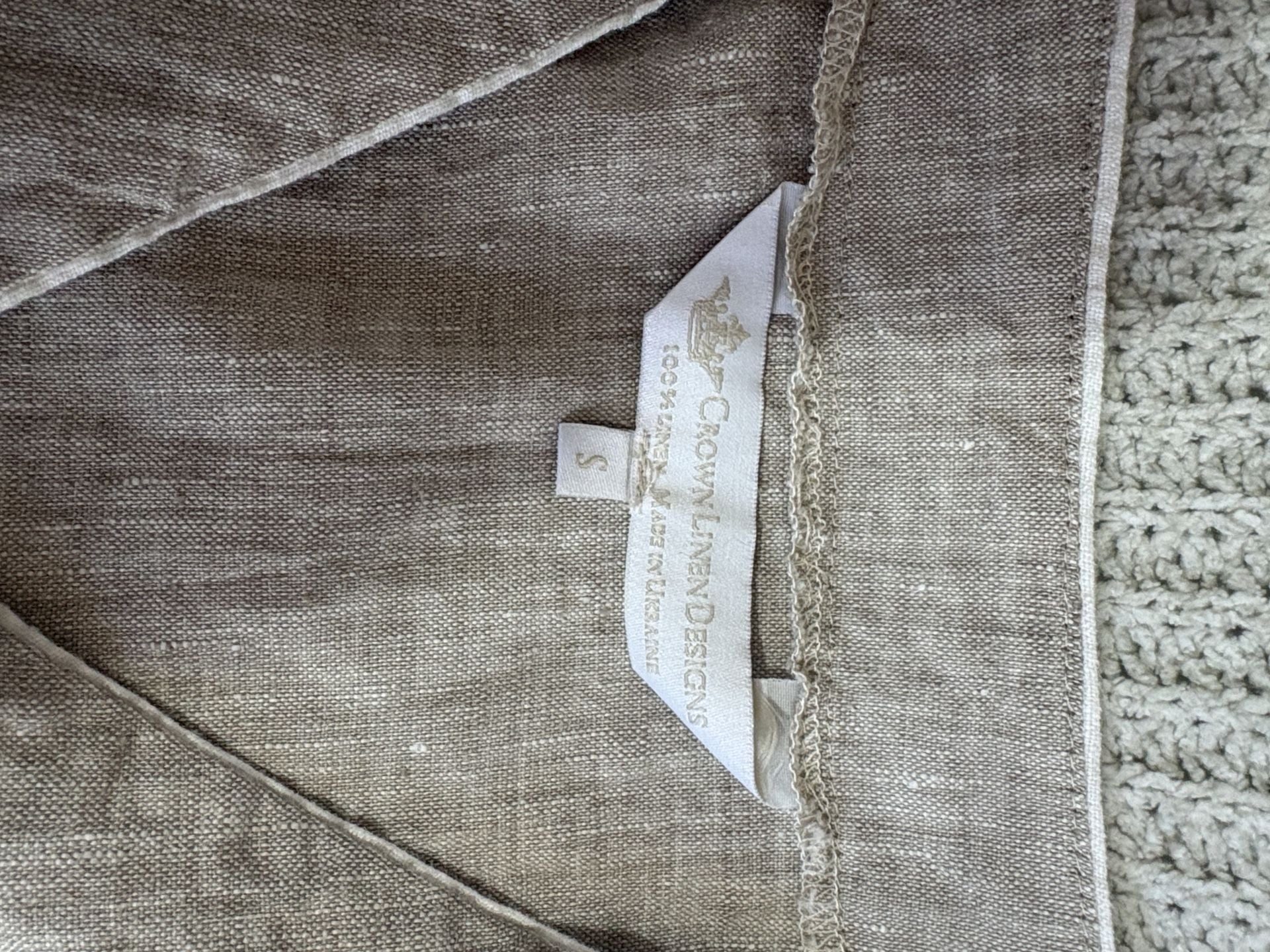 Crown Linen Designs Button Down Shirt Size S Flax 100% Linen 5