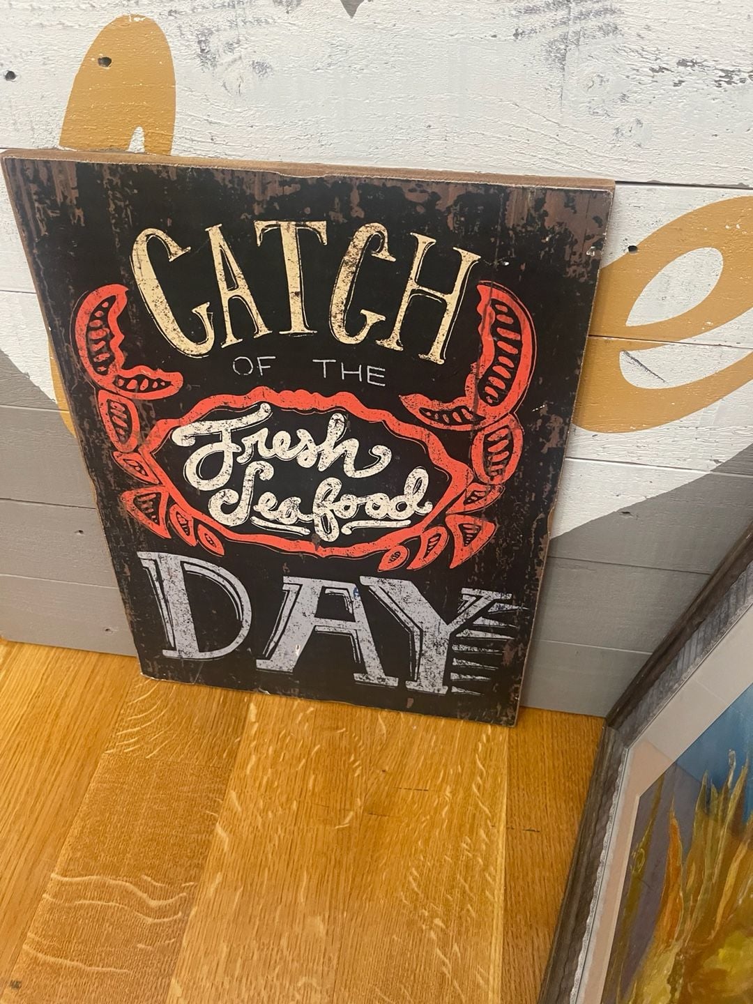 Rustic Fresh Seafood Catch Of The Day Wooden Sign Decor 2