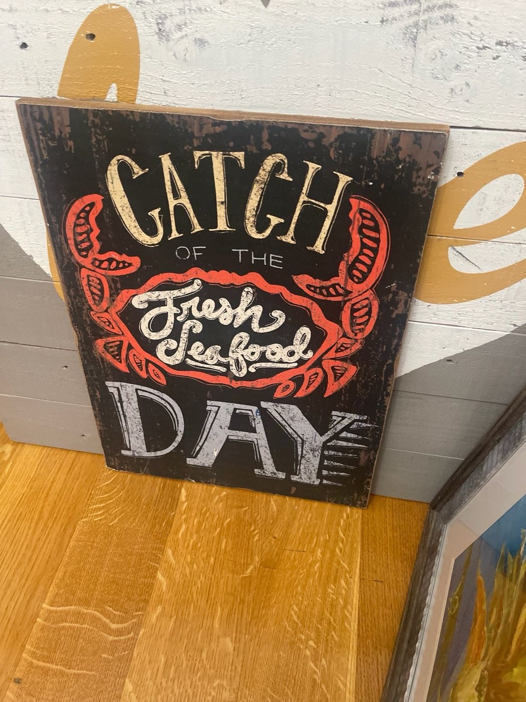 Rustic Fresh Seafood Catch Of The Day Wooden Sign Decor 3