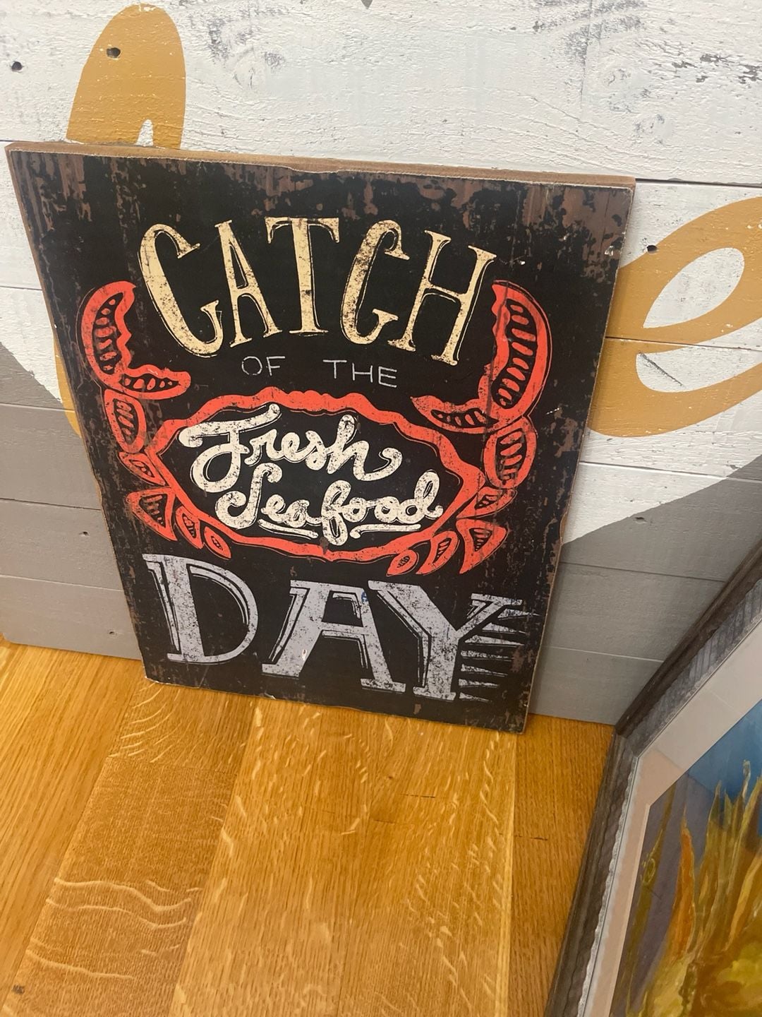 Rustic Fresh Seafood Catch Of The Day Wooden Sign Decor 4