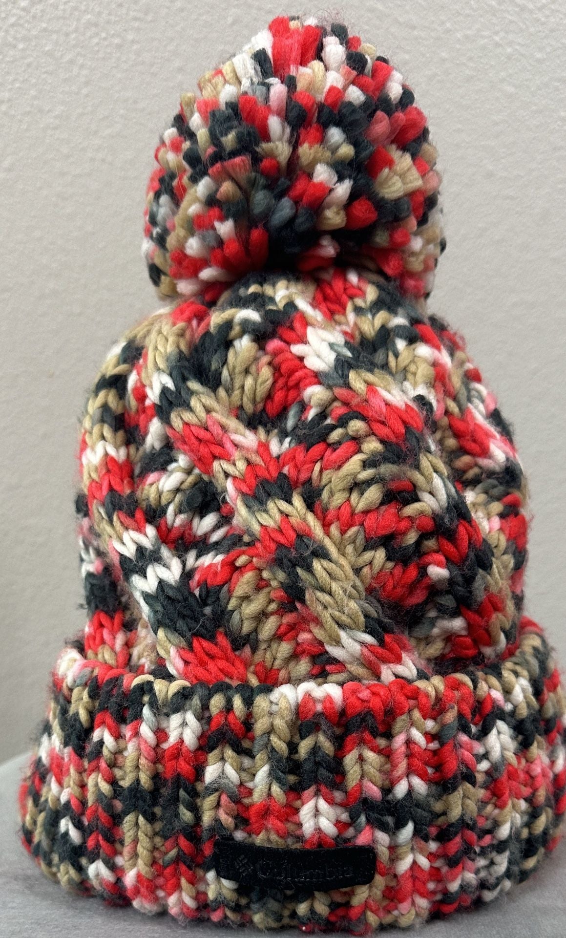 Columbia Pom Beanie Hat Multi-Color Fleece Lined Winter 2