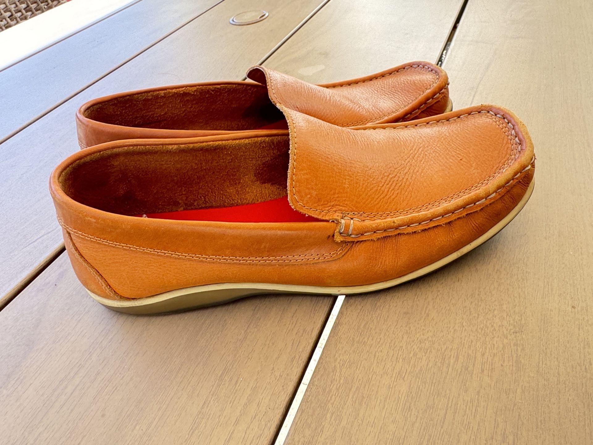 Faletti Men's Leather Loafers Size 6.5 Slip On Venetian Driving Shoes Tan Brown 3