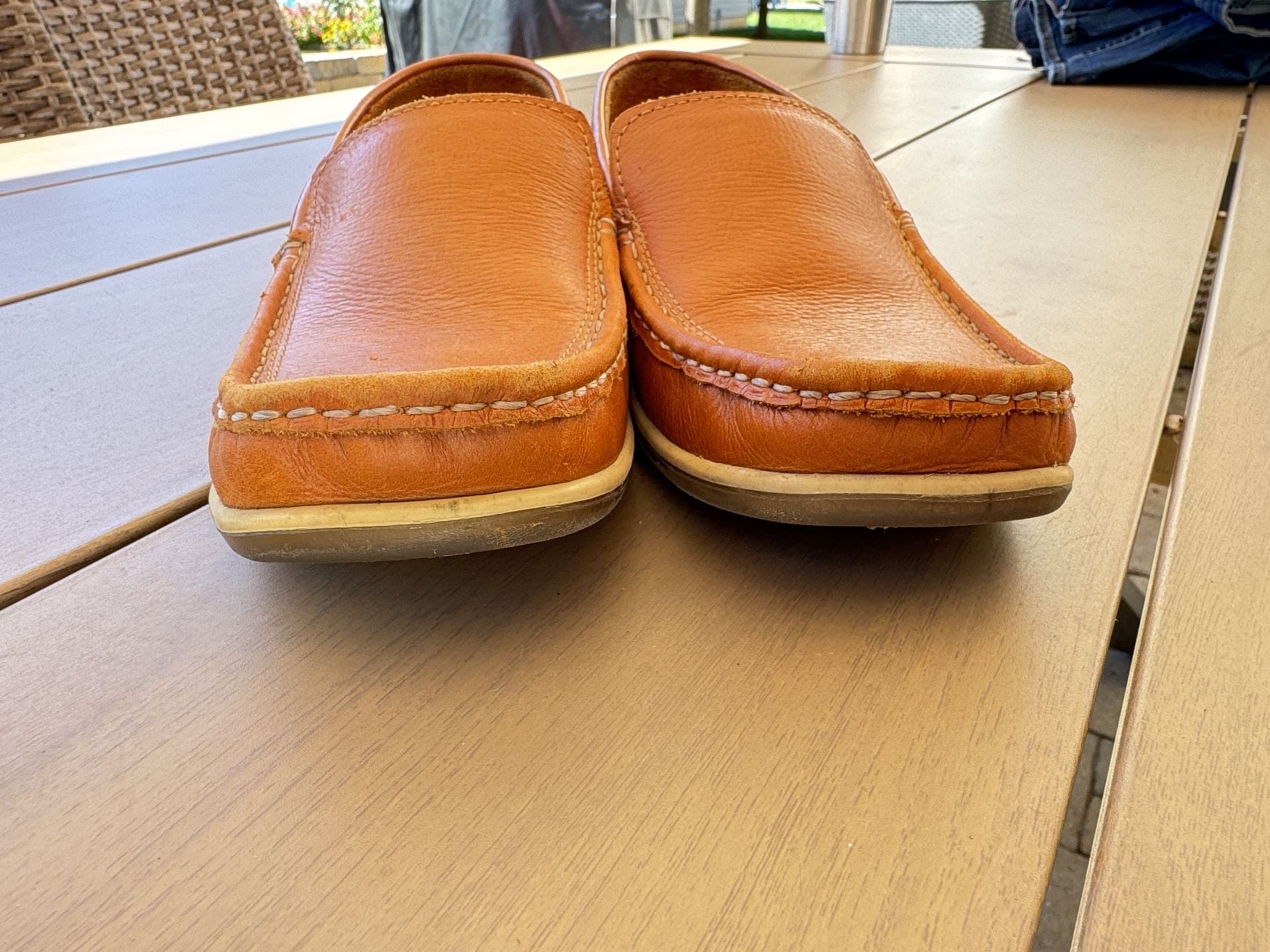 Faletti Men's Leather Loafers Size 6.5 Slip On Venetian Driving Shoes Tan Brown 6