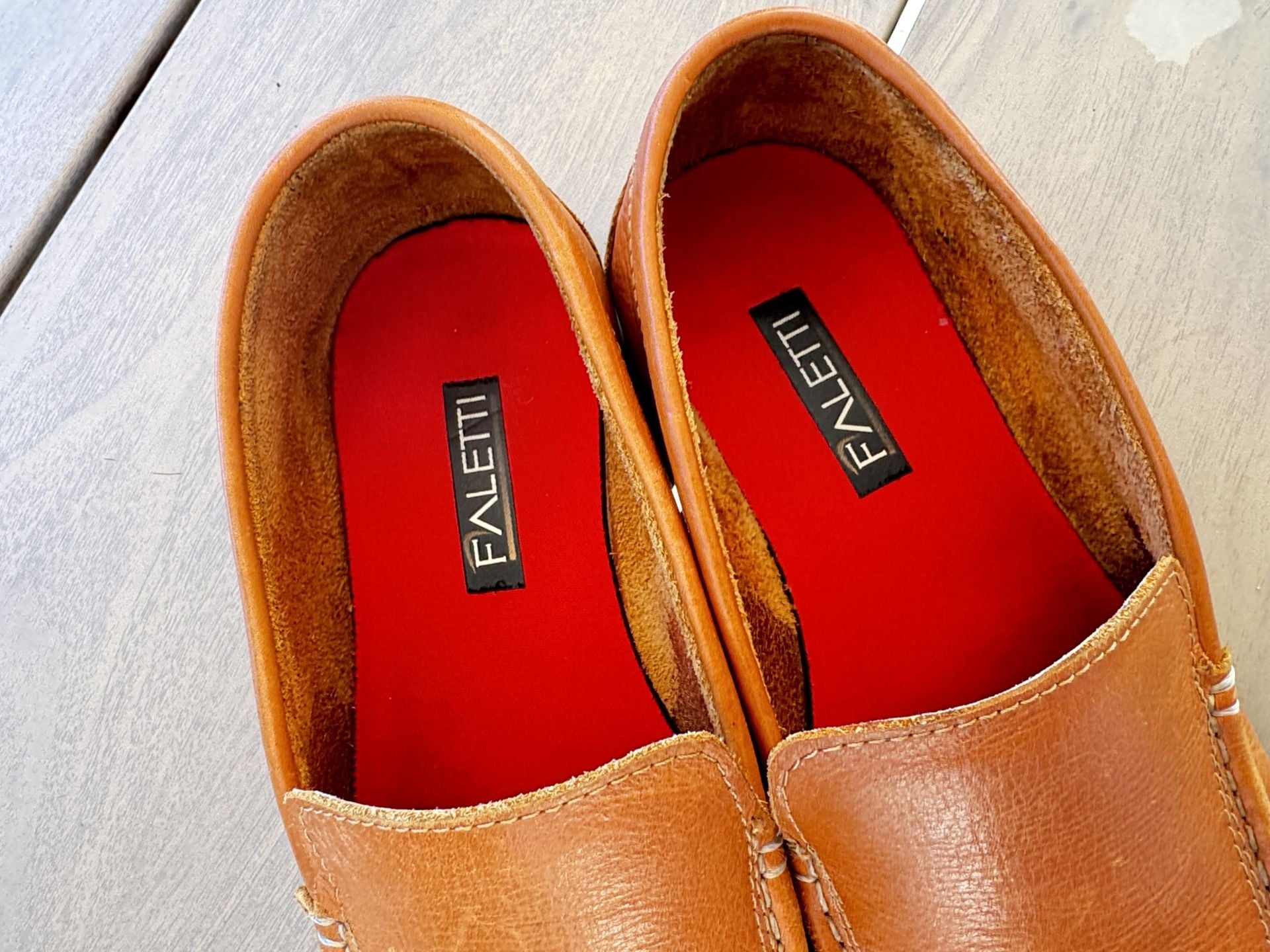 Faletti Men's Leather Loafers Size 6.5 Slip On Venetian Driving Shoes Tan Brown 7
