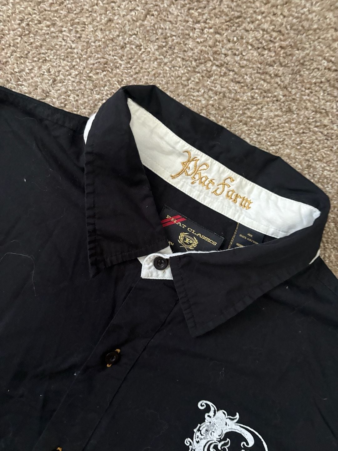 Early 2000s Phat Farm Phat Classics Long Sleeve Button Up Shirt Size 4X Black Gold 5