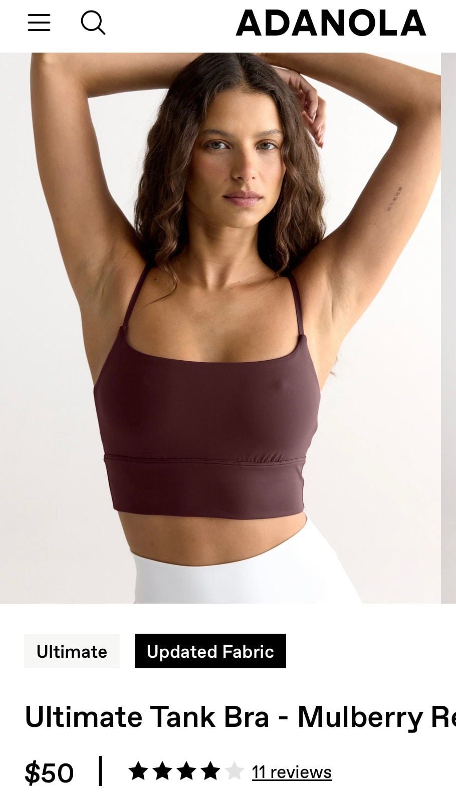NWT Adanola Ultimate Tank Bra Size XS Burgundy 2
