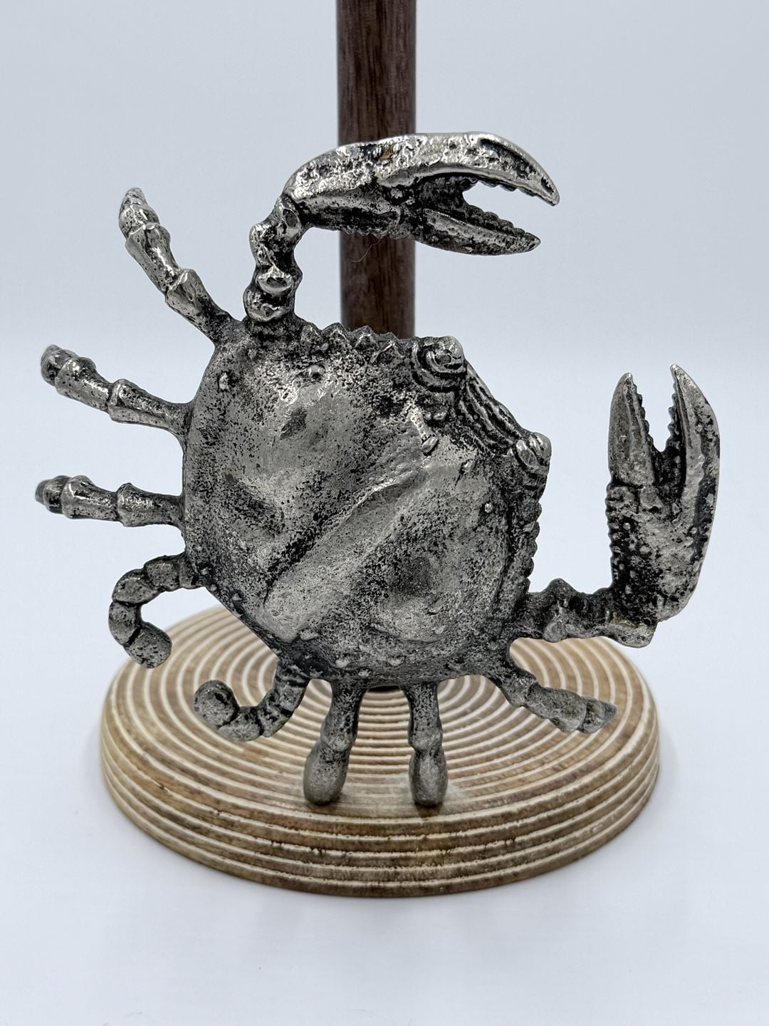 MD Crab Paper Towel Holder - Wooden With Metal Crab Ocean Beach Decor 2