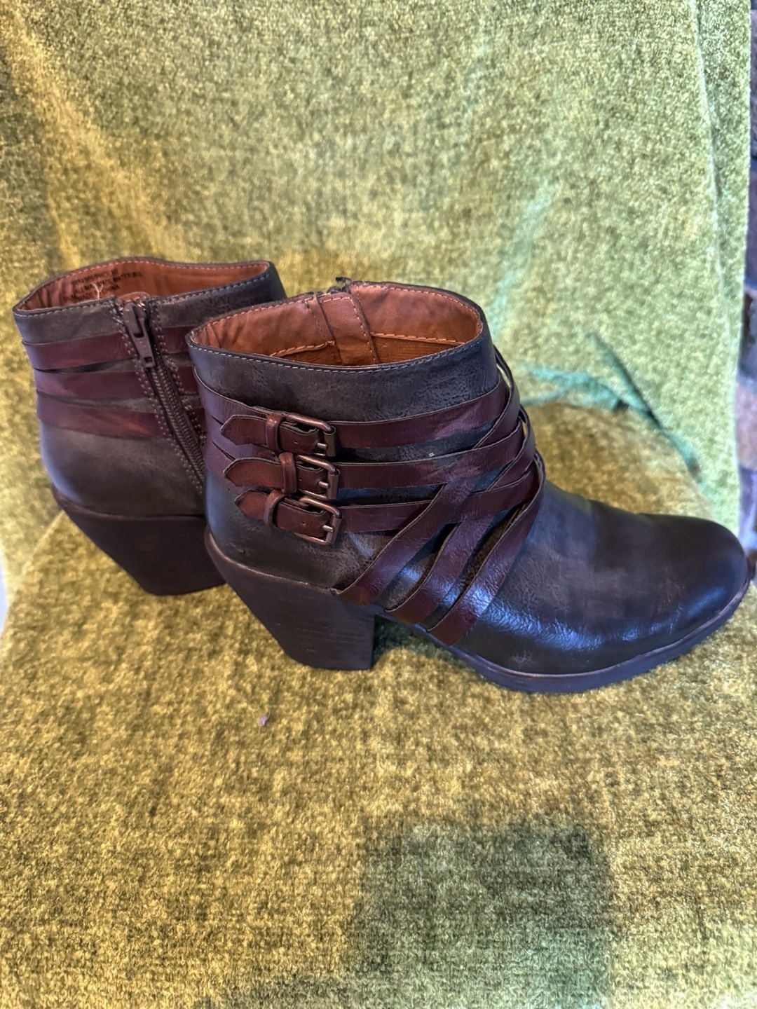EuroSoft Phoebe Size 9.5M Ankle Boots Brown Strappy Buckles 4