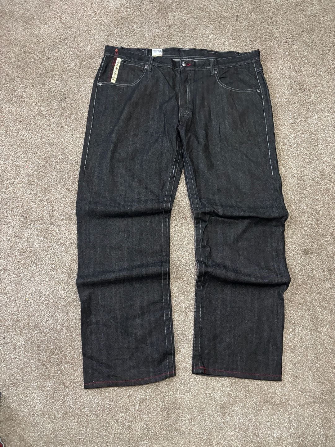 Early 2000s Parish Nation Vintage Denim Jeans 44x34 Black Embroidered Hip Hop Relaxed 3
